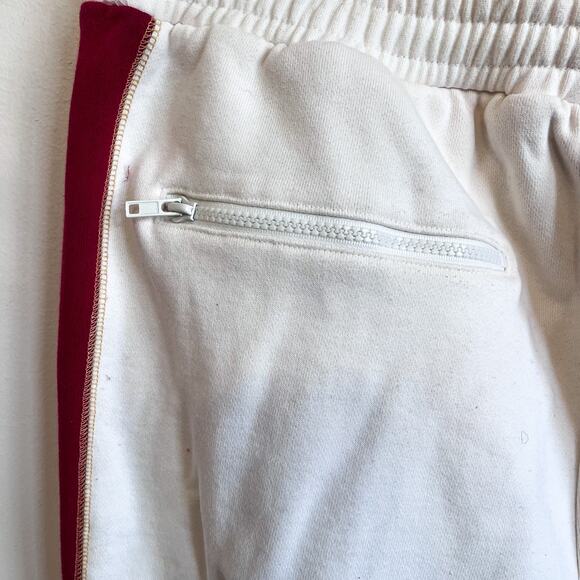 Schott Heavyweight Mens Side Stripe Sweatpants Size 3XL Cream Red Cotton Pull On - Picture 6 of 10